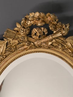 Antique French, Louis XVI Style Oval Mirror, circa 1890