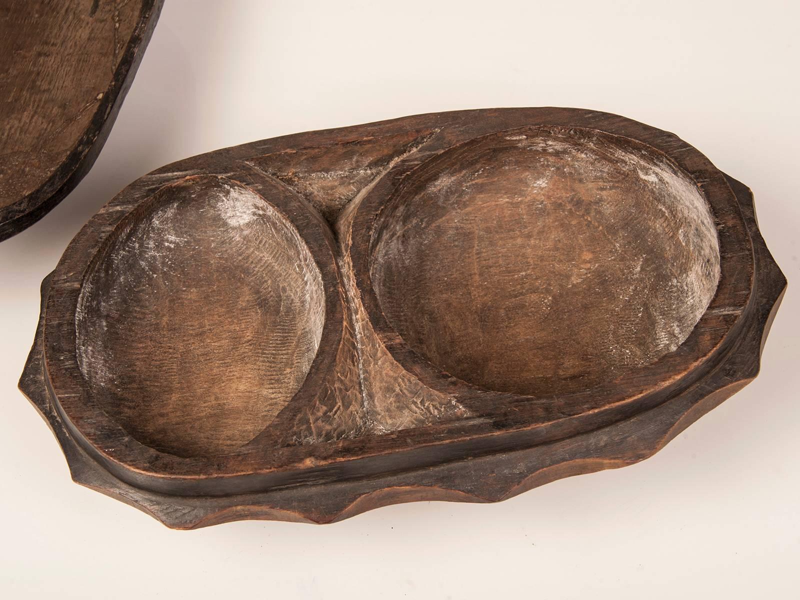 Wood Antique Zambian Food Bowl with Lid Africa, circa 1900 For Sale
