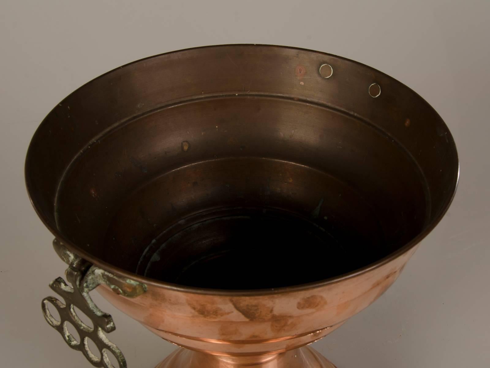 Early 20th Century Antique French Copper Vase, circa 1910 Double Bowl Shape For Sale