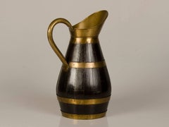 Huge Antique English Brass Bound Oak Beer Ale Pitcher, circa 1890