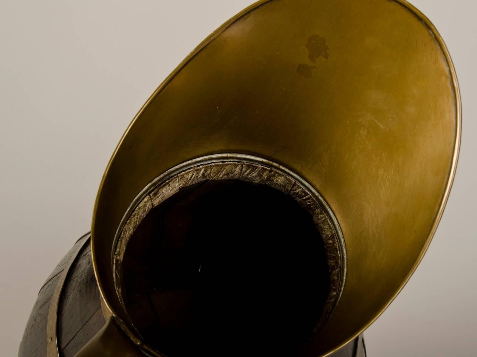 Late 19th Century Huge Antique English Brass Bound Oak Beer Ale Pitcher, circa 1890 For Sale