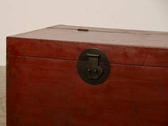 Large Antique Chinese Red Lacquer Trunk Kuang Hsu Period, circa 1875