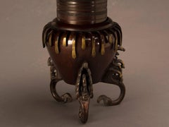 Antique Japanese Circular Bronze Ikebana Container Meiji Period, circa 1890