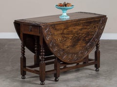 Antique English Oak Drop Leaf Table, circa 1885