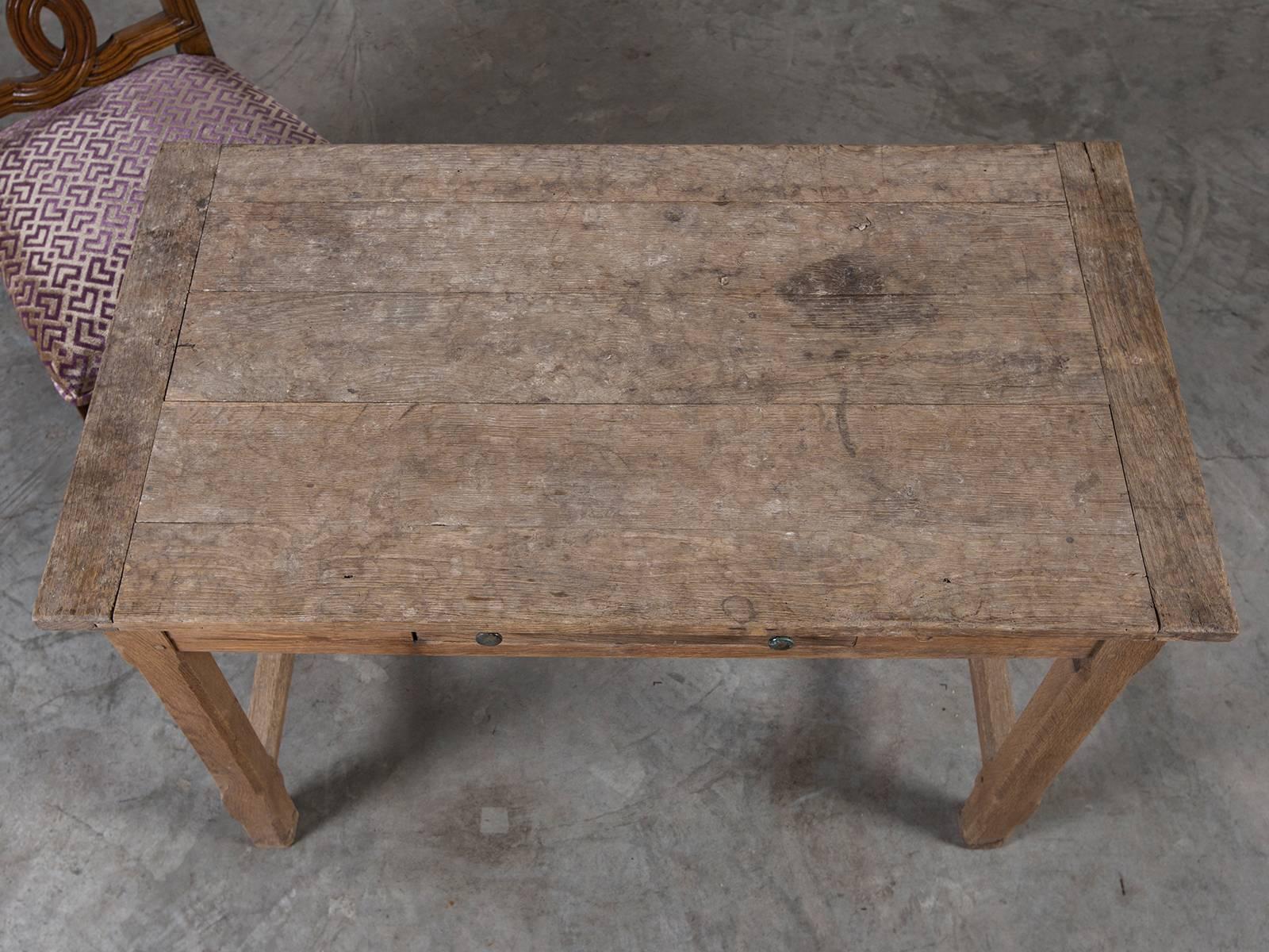 Antique French Louis Philippe Oak Table Having a Drawer, circa 1850 4