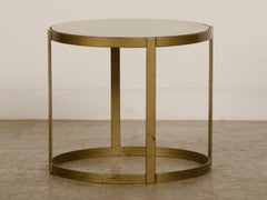 Vintage Italian Gilded Round Table, Pebbled Glass Top, circa 1960