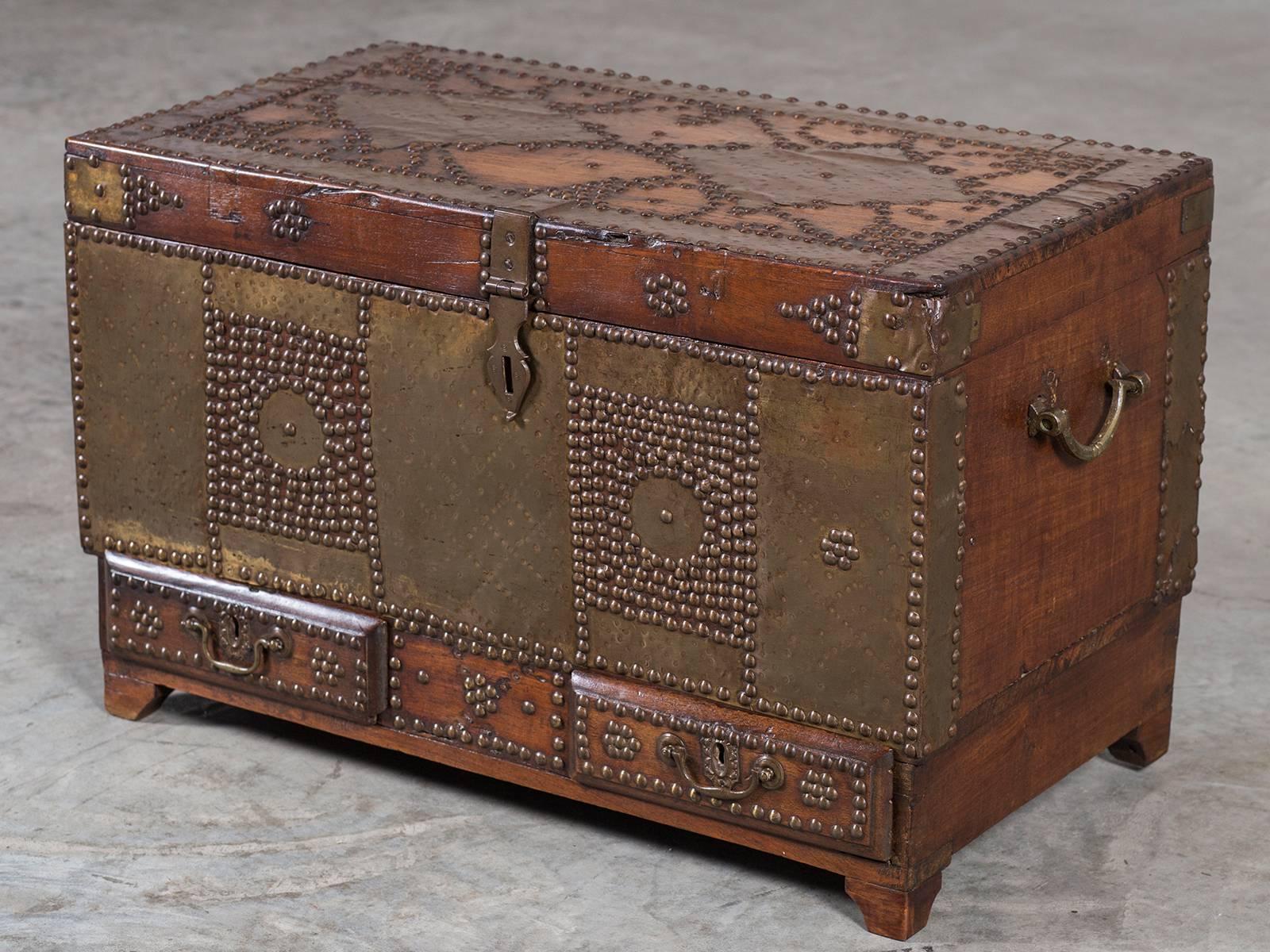 Zanzibari Antique African Zanzibar Chest Trunk, Brass-Mounted, circa 1875