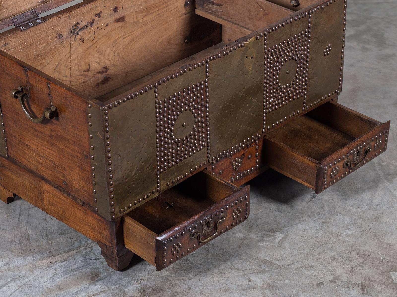Be the first to see our new arrivals directly through 1stdibs! Please click Follow Dealer below. 

The unique appearance of this African trunk with its hardwood case studded with brilliant brass decoration is known as a Zanzibar trunk, circa 1875.