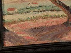 Signed Antique French Triptych Oil on Canvas Paintings of Trees, circa 1900