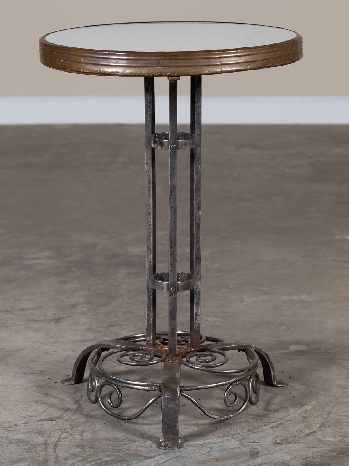 Polished Antique German Art Nouveau Iron Marble-Top Table, Munich, circa 1910