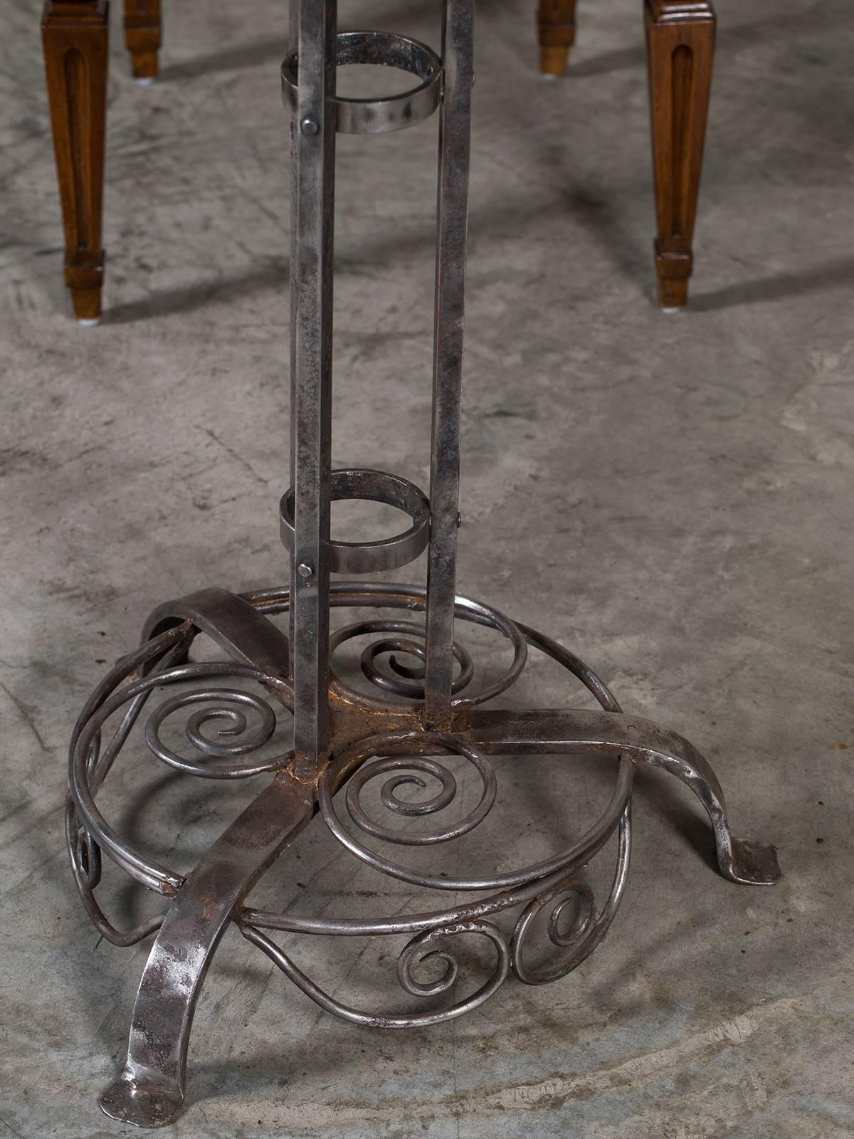 Brass Antique German Art Nouveau Iron Marble-Top Table, Munich, circa 1910