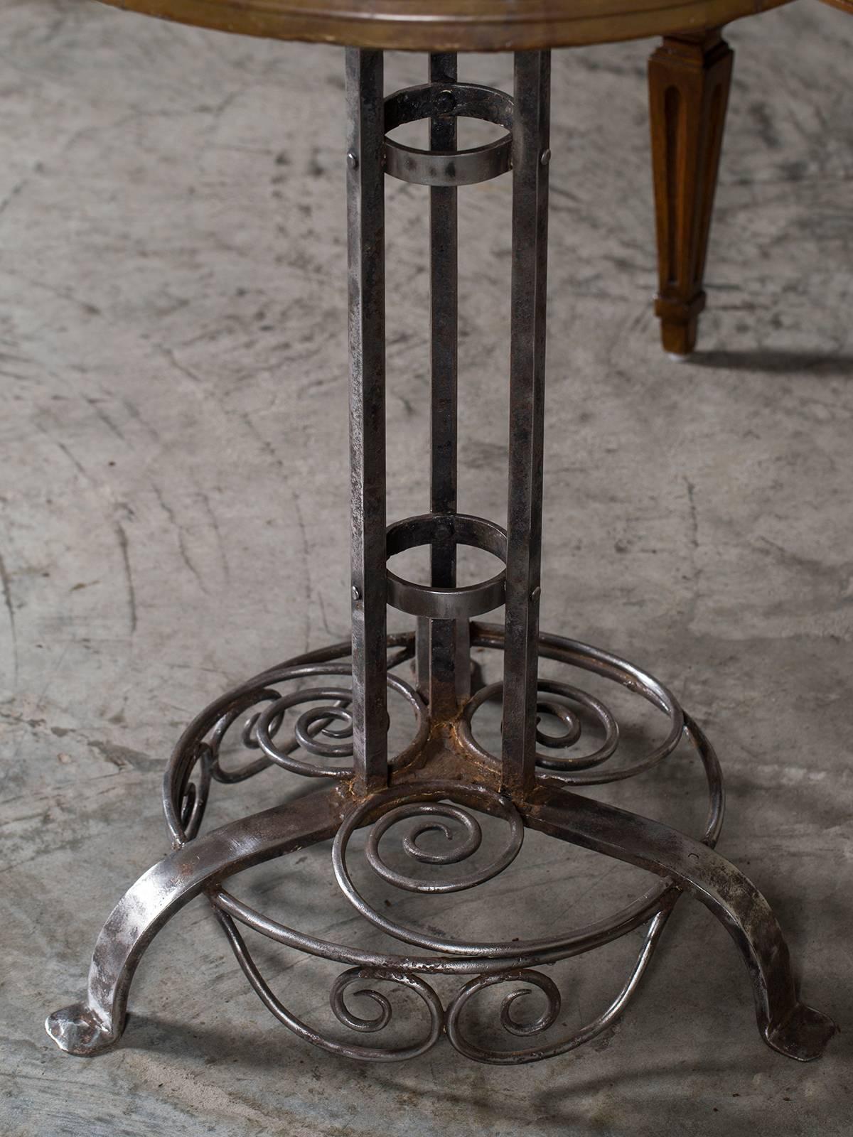 Antique German Art Nouveau Iron Marble-Top Table, Munich, circa 1910 In Excellent Condition In Houston, TX