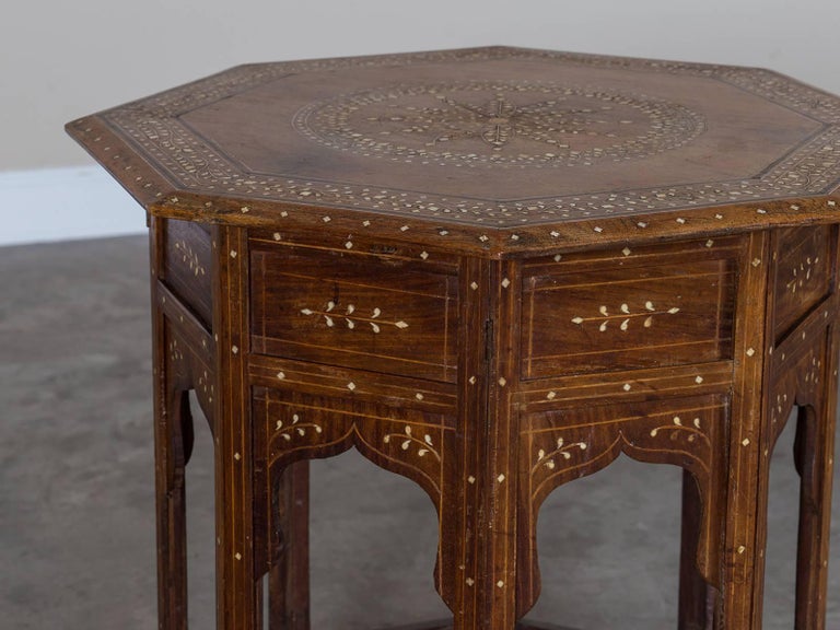 Antique Hoshiapur Inlaid Octagonal Indian Walnut Table ...