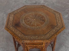 Antique Hoshiapur Inlaid Octagonal Indian Walnut Table, circa 1890
