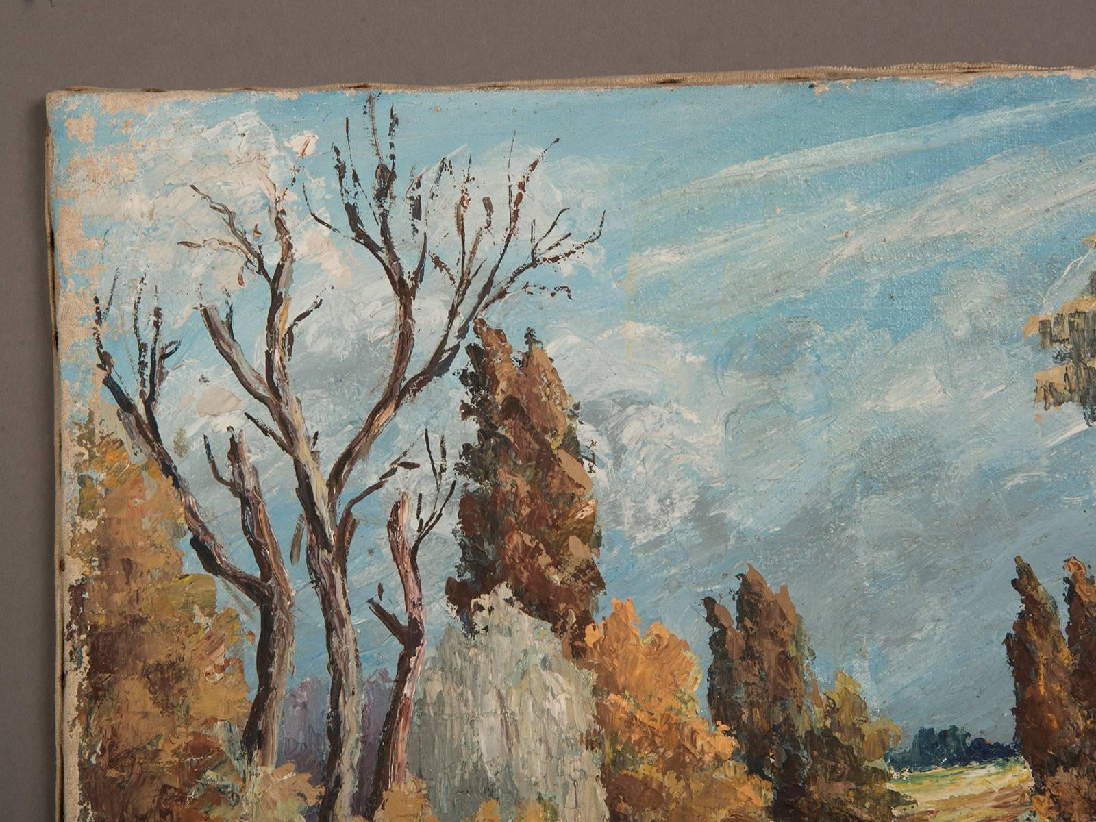 Expressionist Antique French Impressionist Painting Signed E. Raverdy, circa 1885 For Sale