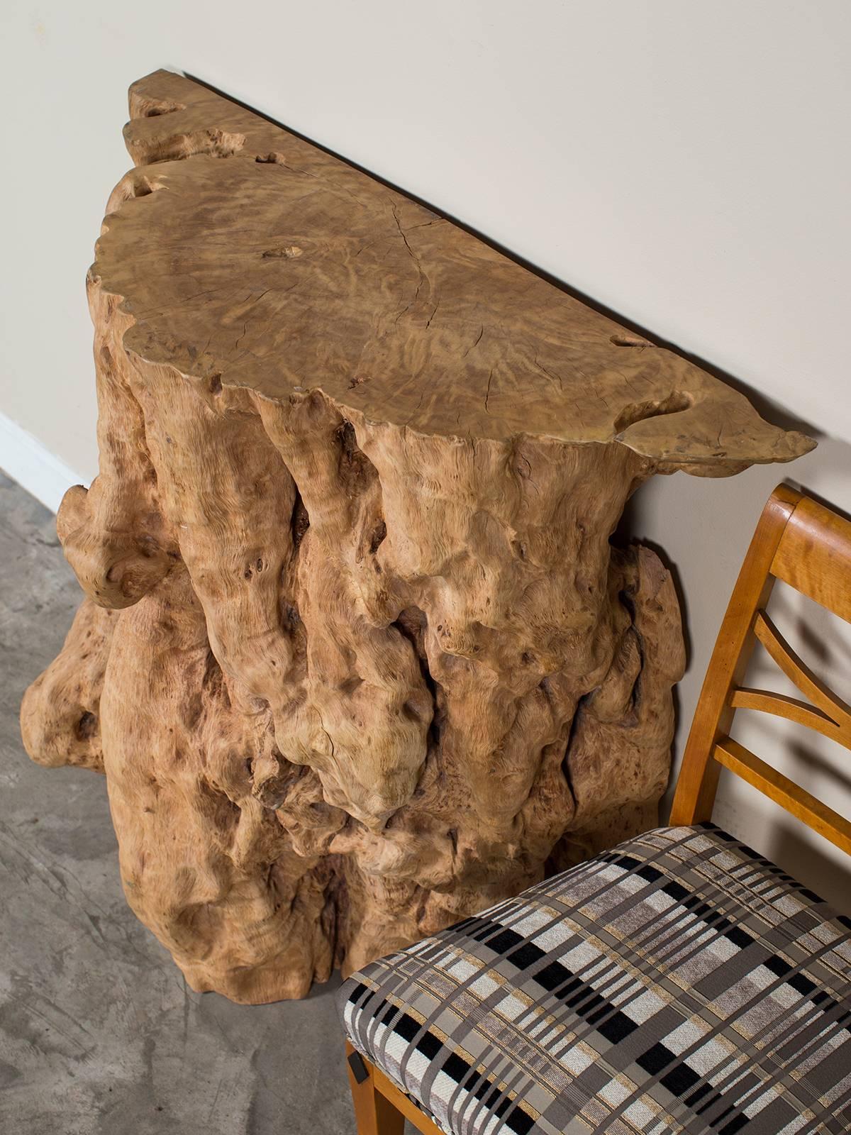Natural Washed Teak Organic Console Table from Indonesia In Excellent Condition For Sale In Houston, TX