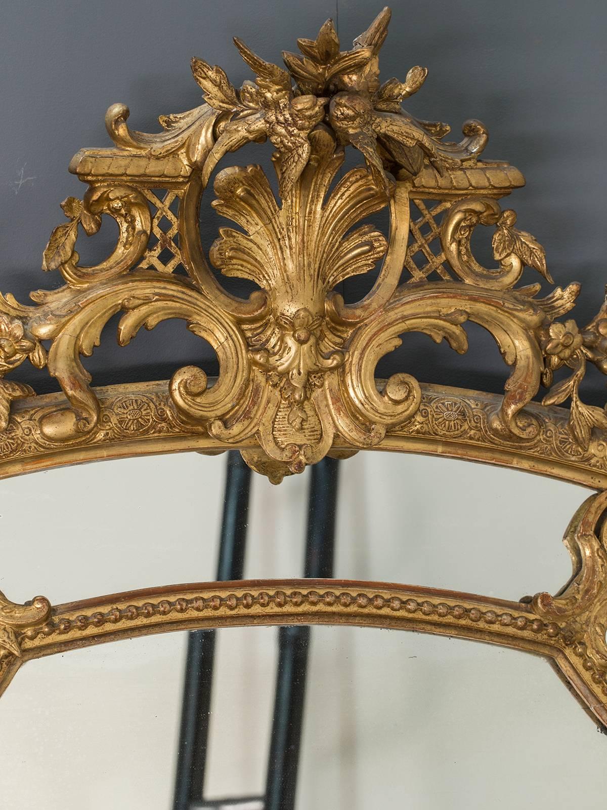 Be the first to see our new listings direct from 1stdibs! Please click "Follow" below.

This marvelous antique French pareclose mirror circa 1890 is known as a "Glace des Mariages" because of the pair of doves seen at the top