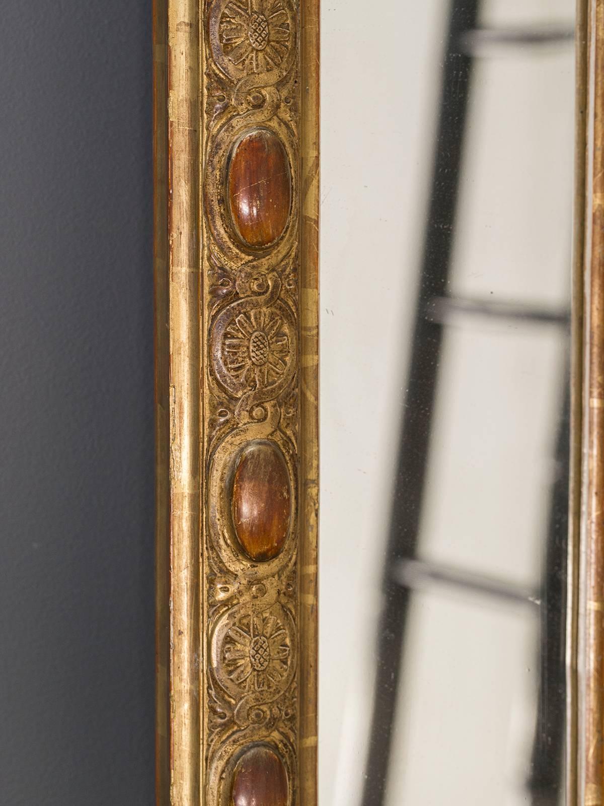 Carved Large Antique French Gold Leaf Pareclose Mirror, circa 1890