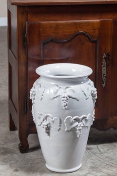 Tall Vintage Italian Vase Cane Umbrella Vessel Stand by Solimene, Vietri, Italy
