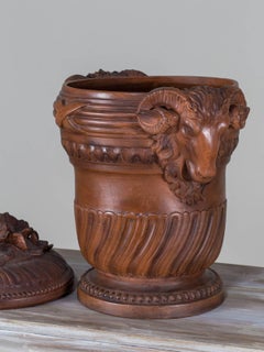 Enormous Antique French Neoclassical Terracotta Vessel and Lid, circa 1885