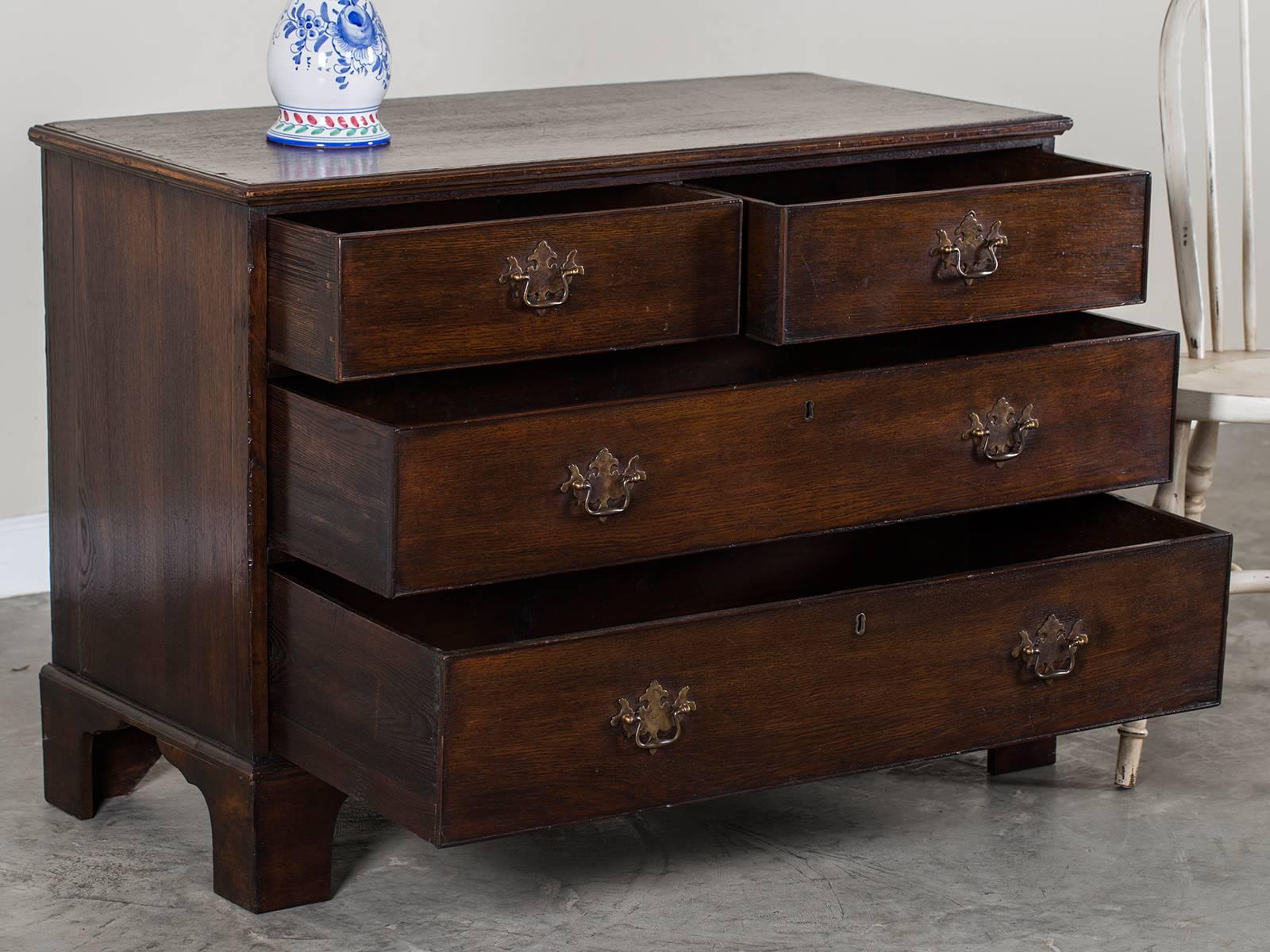 Georgian Style Antique English Oak Chest of Drawers, circa 1840 In Excellent Condition In Houston, TX