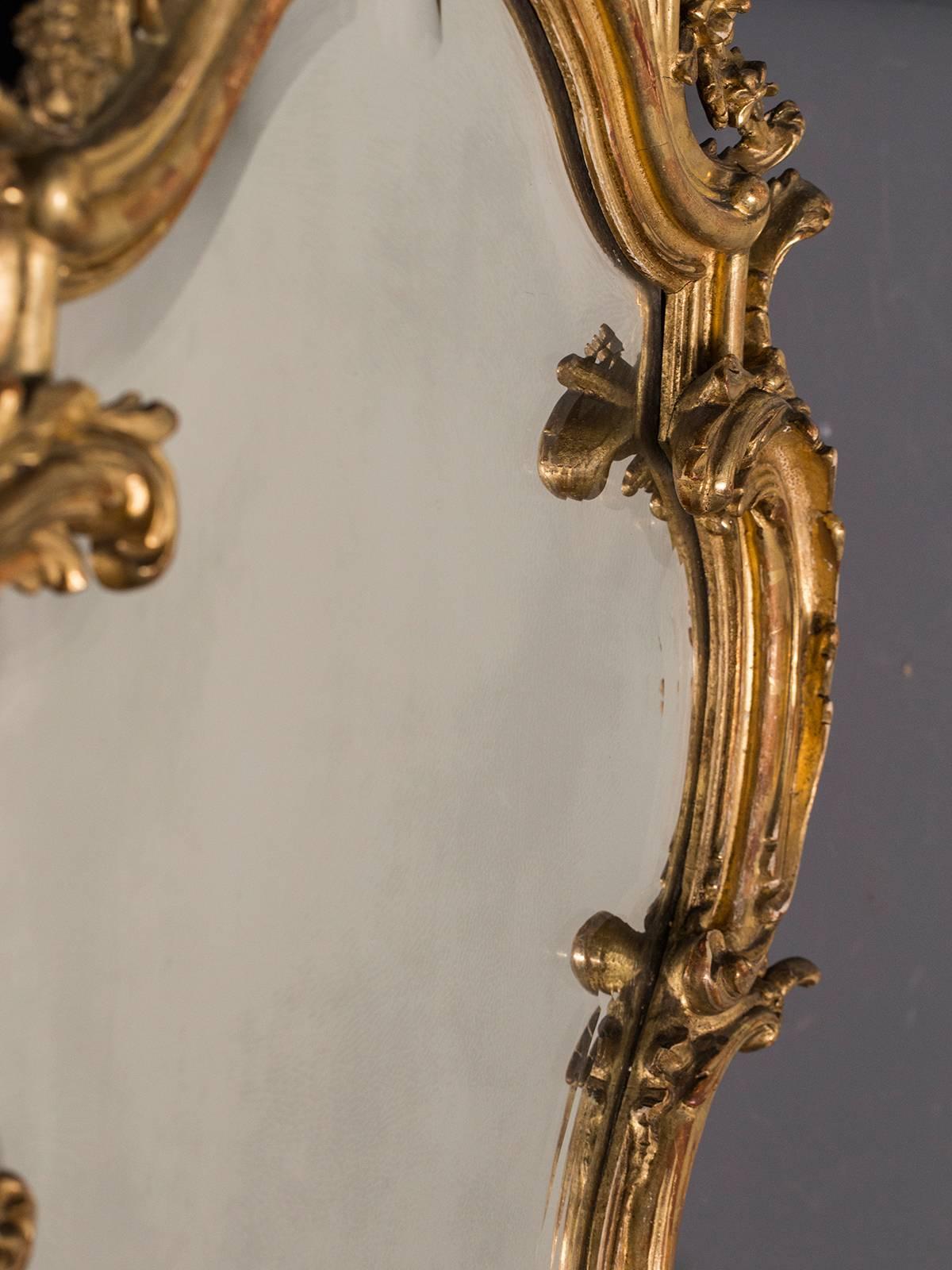 Gesso Antique French, Louis XV Style Rococo Mirror, circa 1890