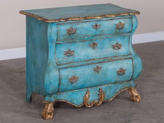 Dutch Painted and Gilded Oak Bombé Commode Chest of Drawers, Holland, circa 1850