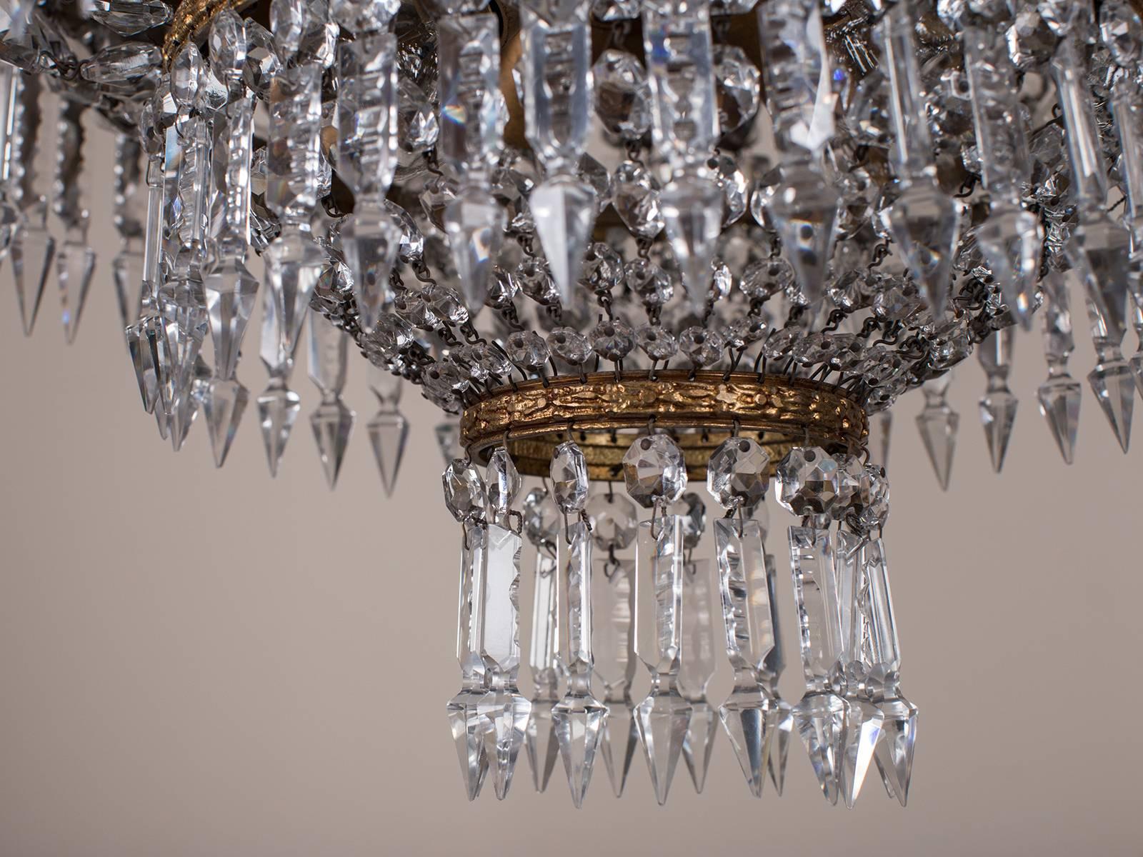Antique French Empire Style Crystal Chandelier, circa 1900 In Excellent Condition In Houston, TX