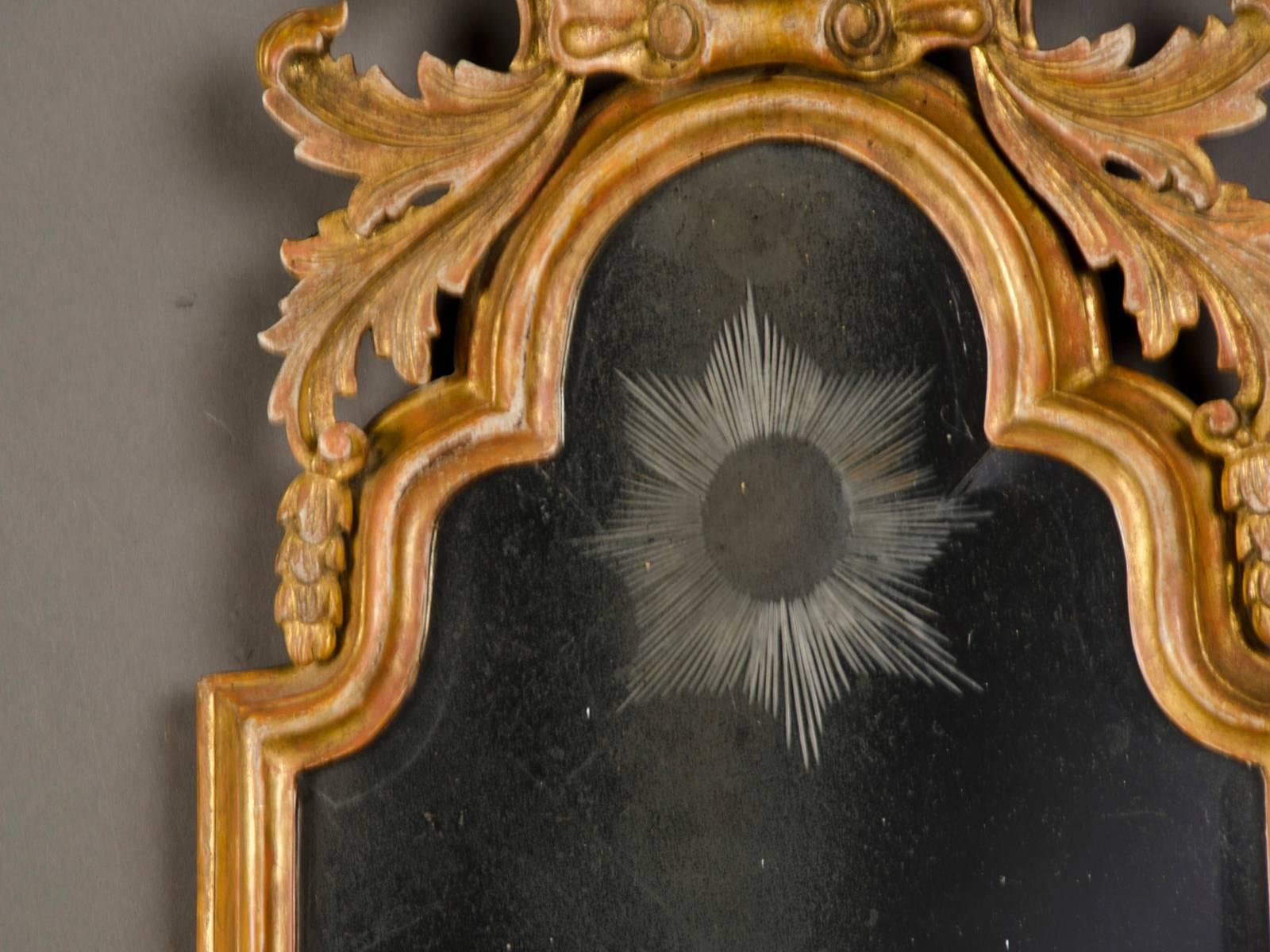 Gilt Antique English George II Period Gold Leaf Mirror