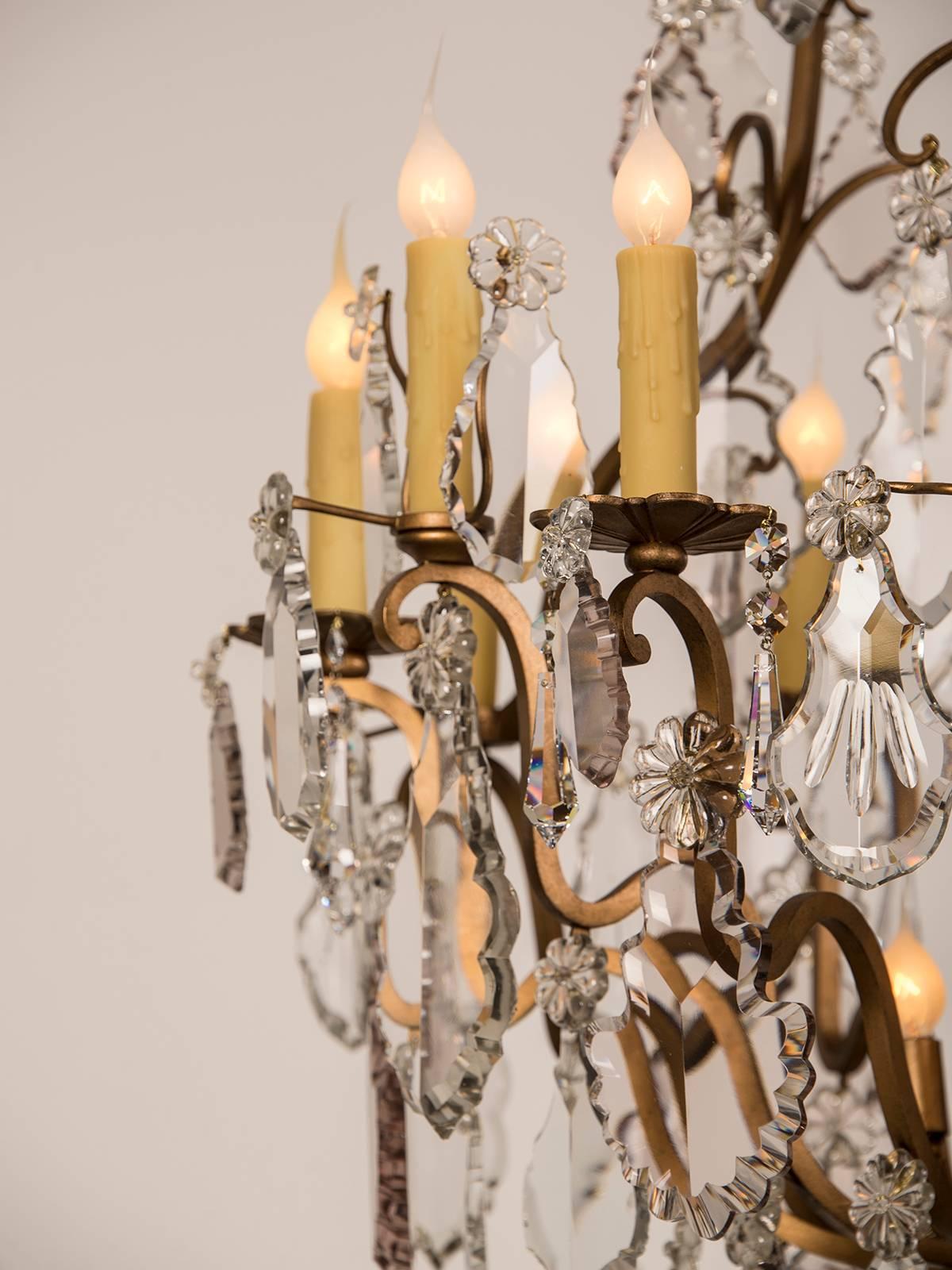 Early 20th Century Antique French Louis XV Style Crystal Chandelier with Sixteen Lights circa 1900