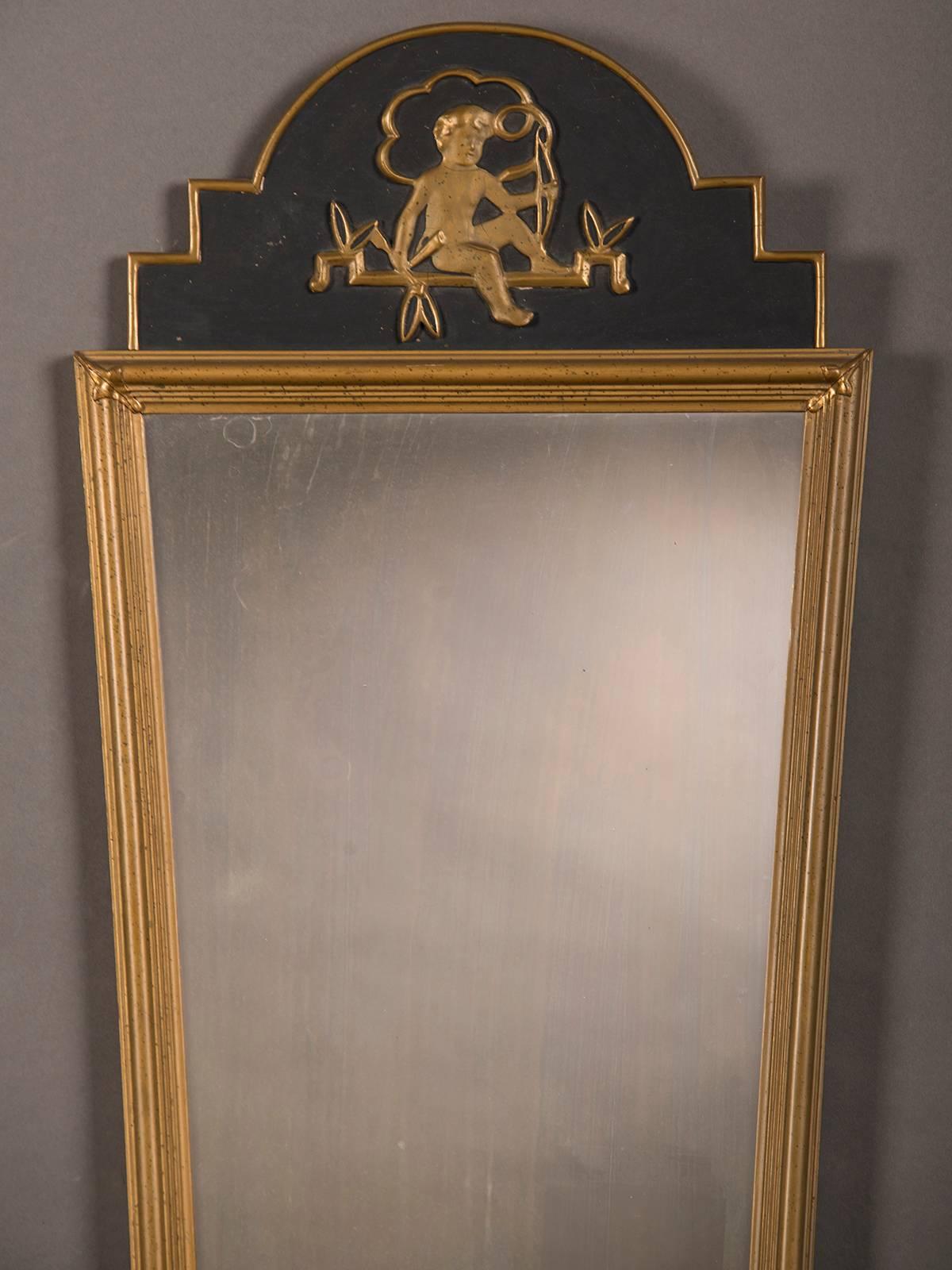 Antique Neoclassical Swedish Painted Mirror, circa 1890 In Excellent Condition For Sale In Houston, TX