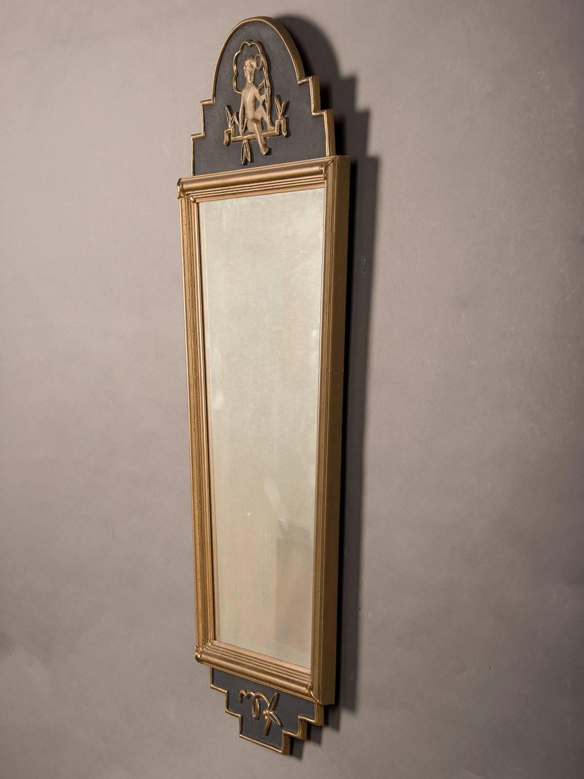 Late 19th Century Antique Neoclassical Swedish Painted Mirror, circa 1890 For Sale