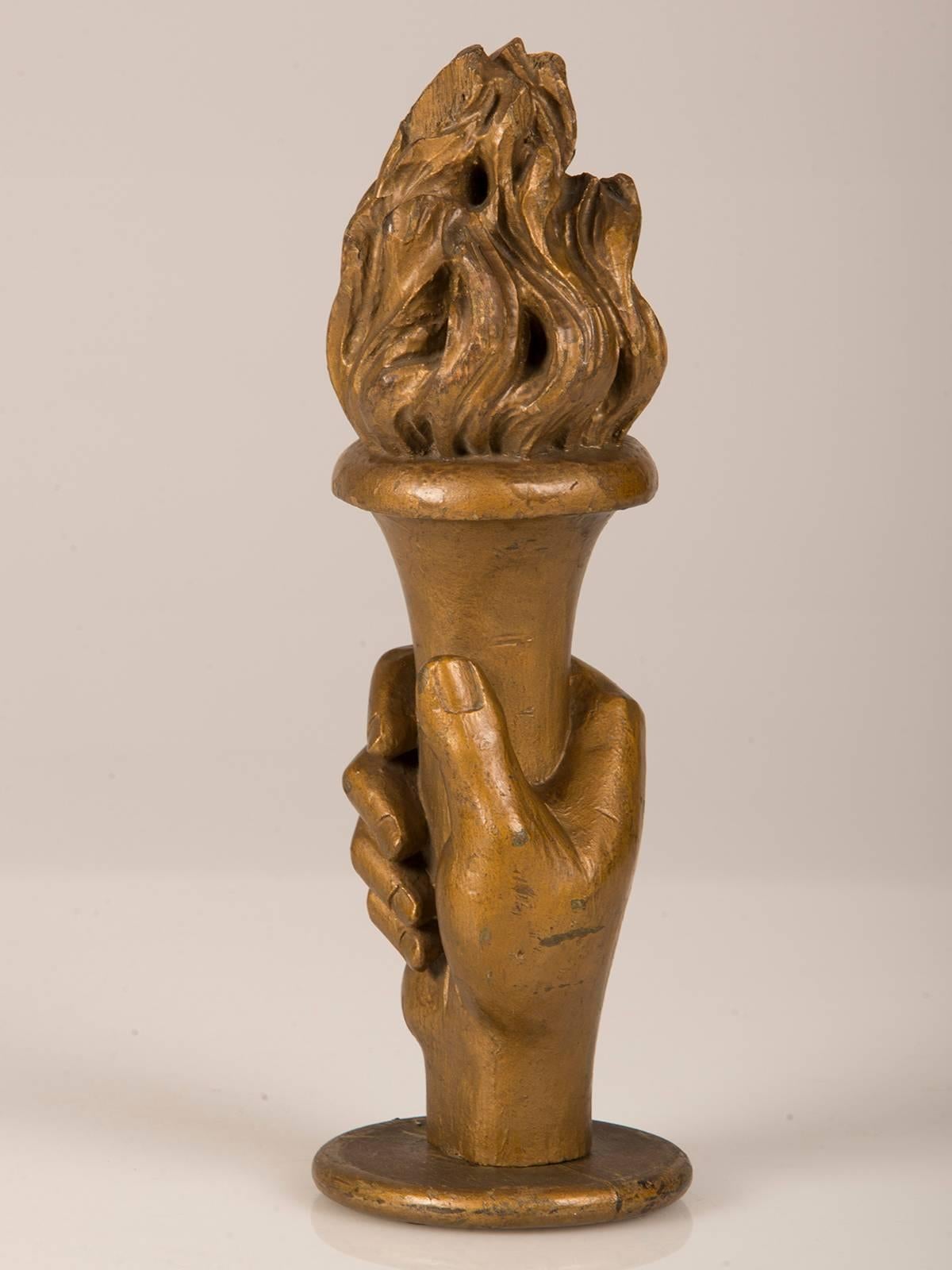 Hand-Carved Antique French Carved and Gilded Wood Sculpture, circa 1885