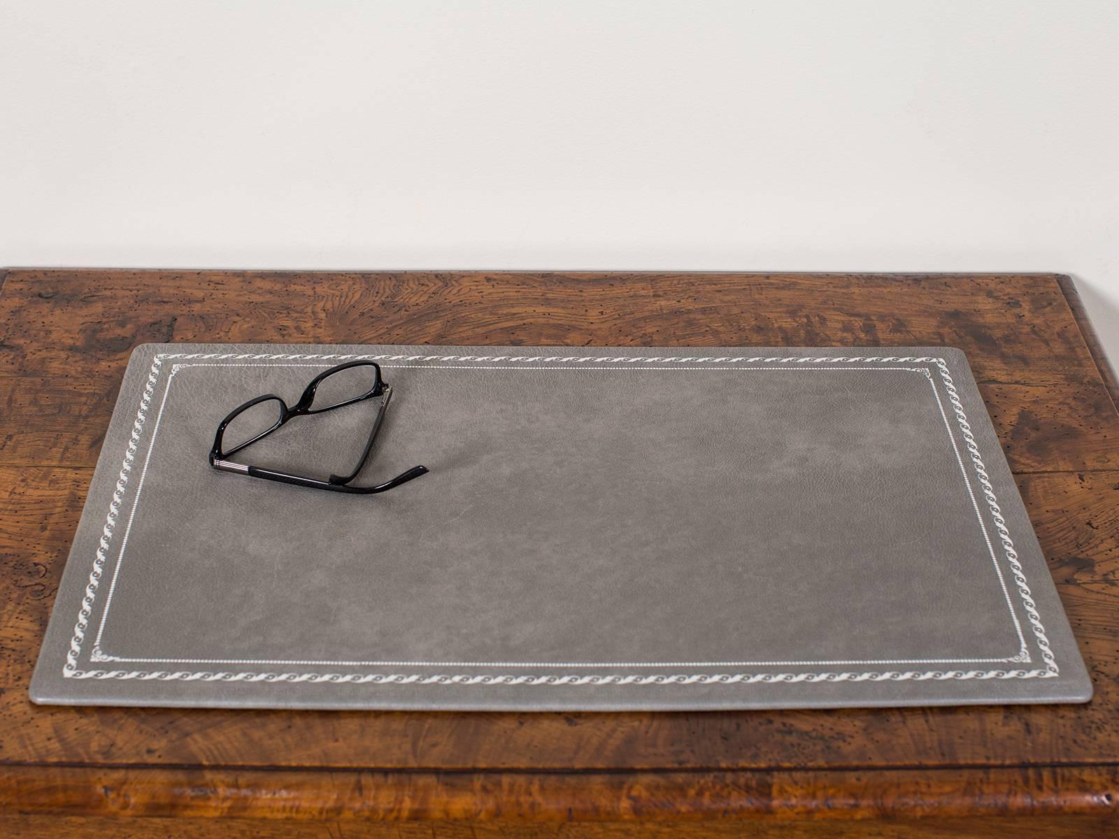 Custom Grey Leather Desk Pad Blotter Hungary, circa 2015 at 1stDibs