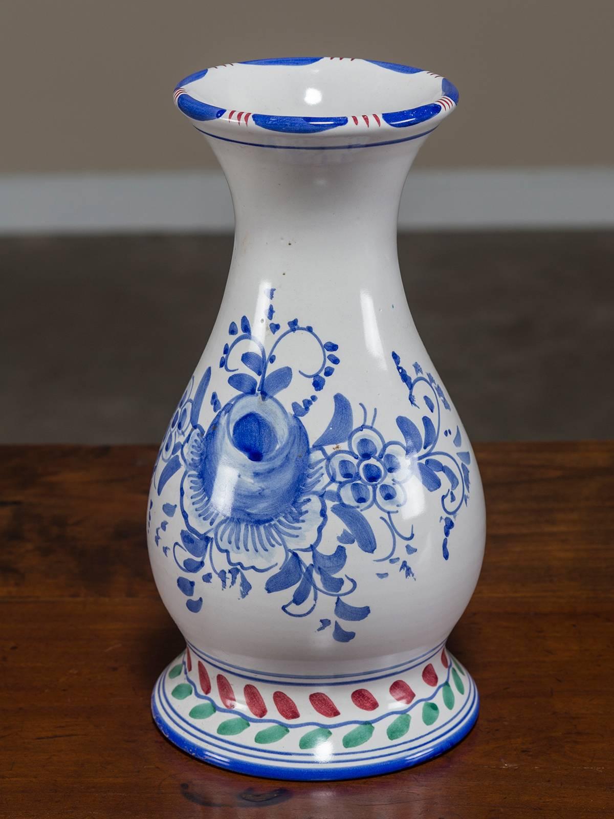 white hand painted vase