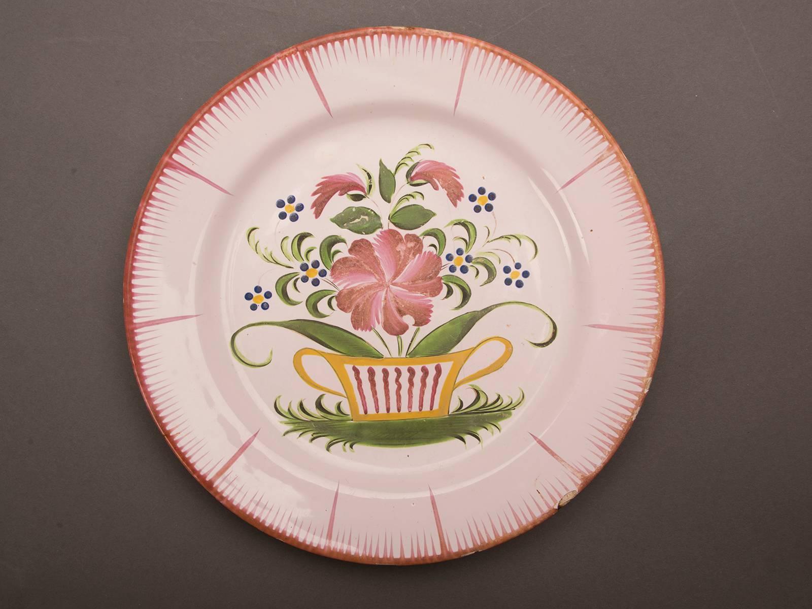 Late 19th Century Eight Antique French Barbotine Ware Hand-Painted Plates, circa 1880 For Sale