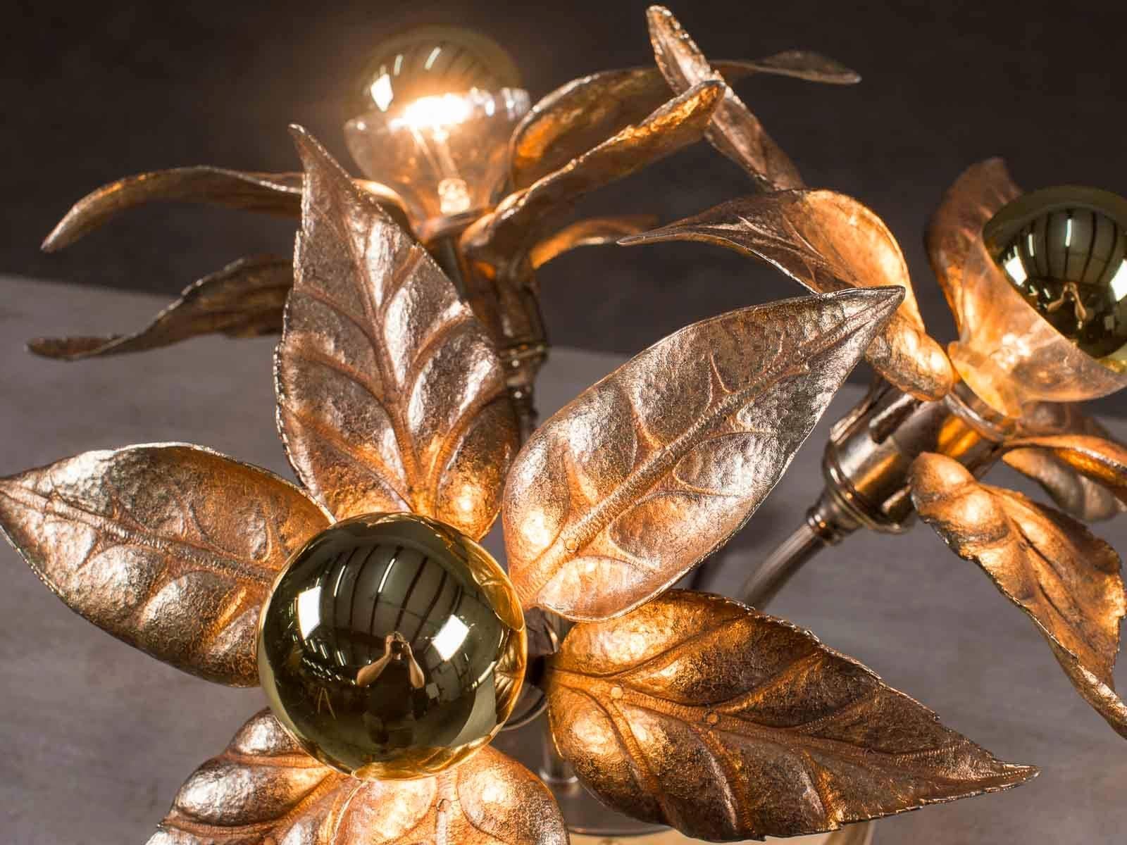 Gilt Willy Daro Style Flower Lamp, Made by Massive, Belgium, circa 1970 For Sale