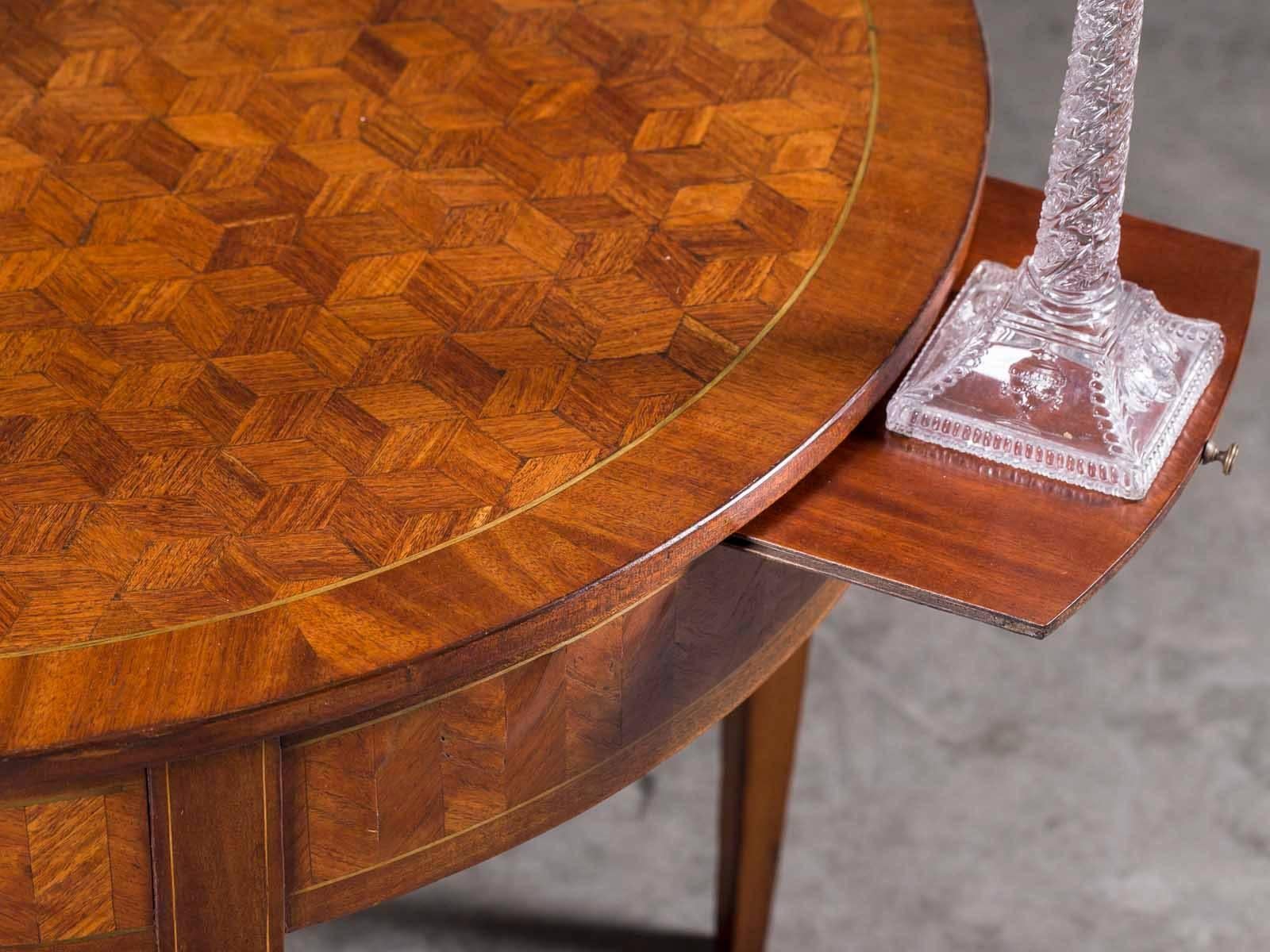 Parquetry Antique French Louis LXVI Walnut Table, France, circa 1885