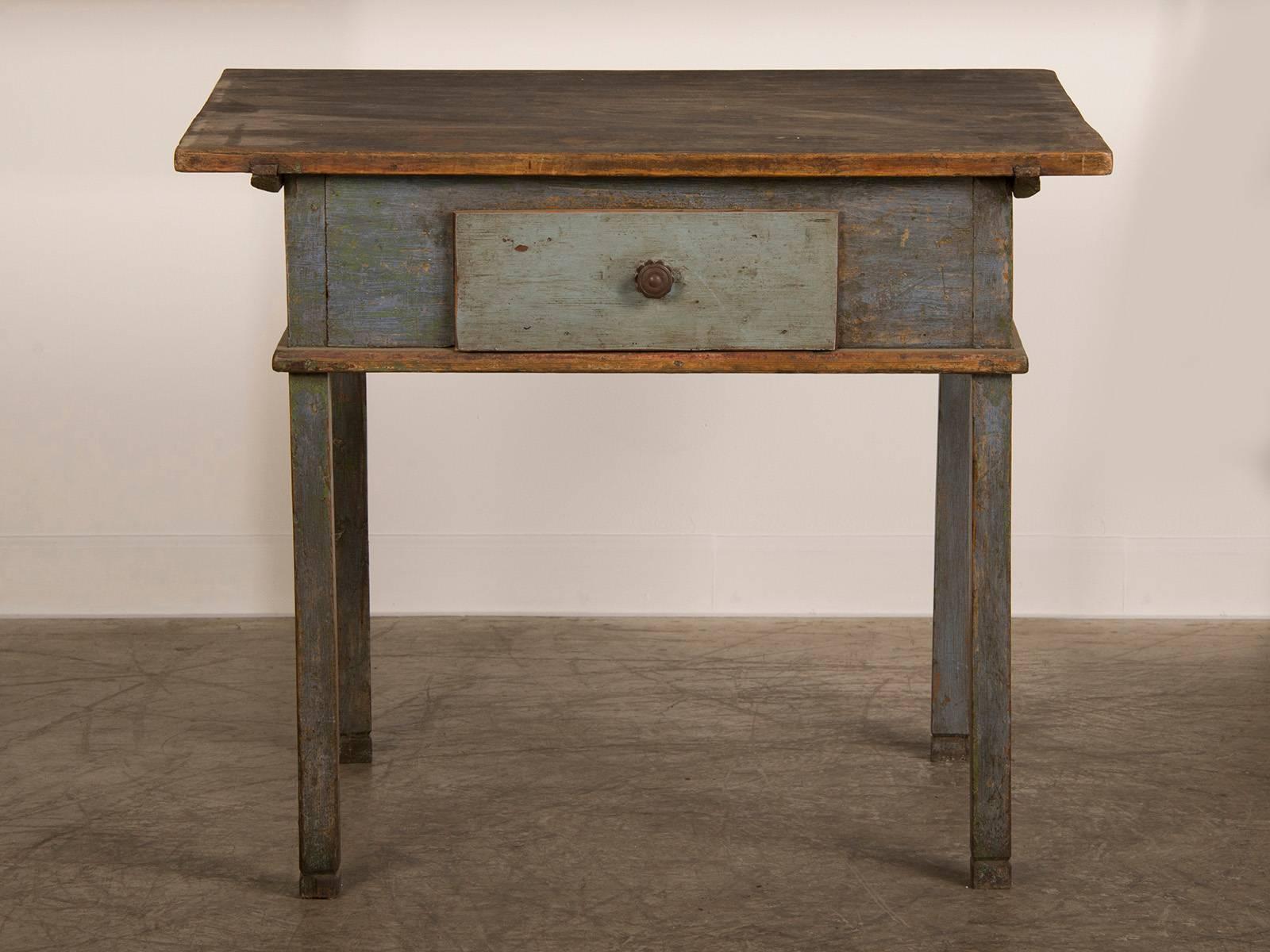 Late 18th Century Antique Rustic German Painted Workbench or Writing Table, circa 1790 For Sale