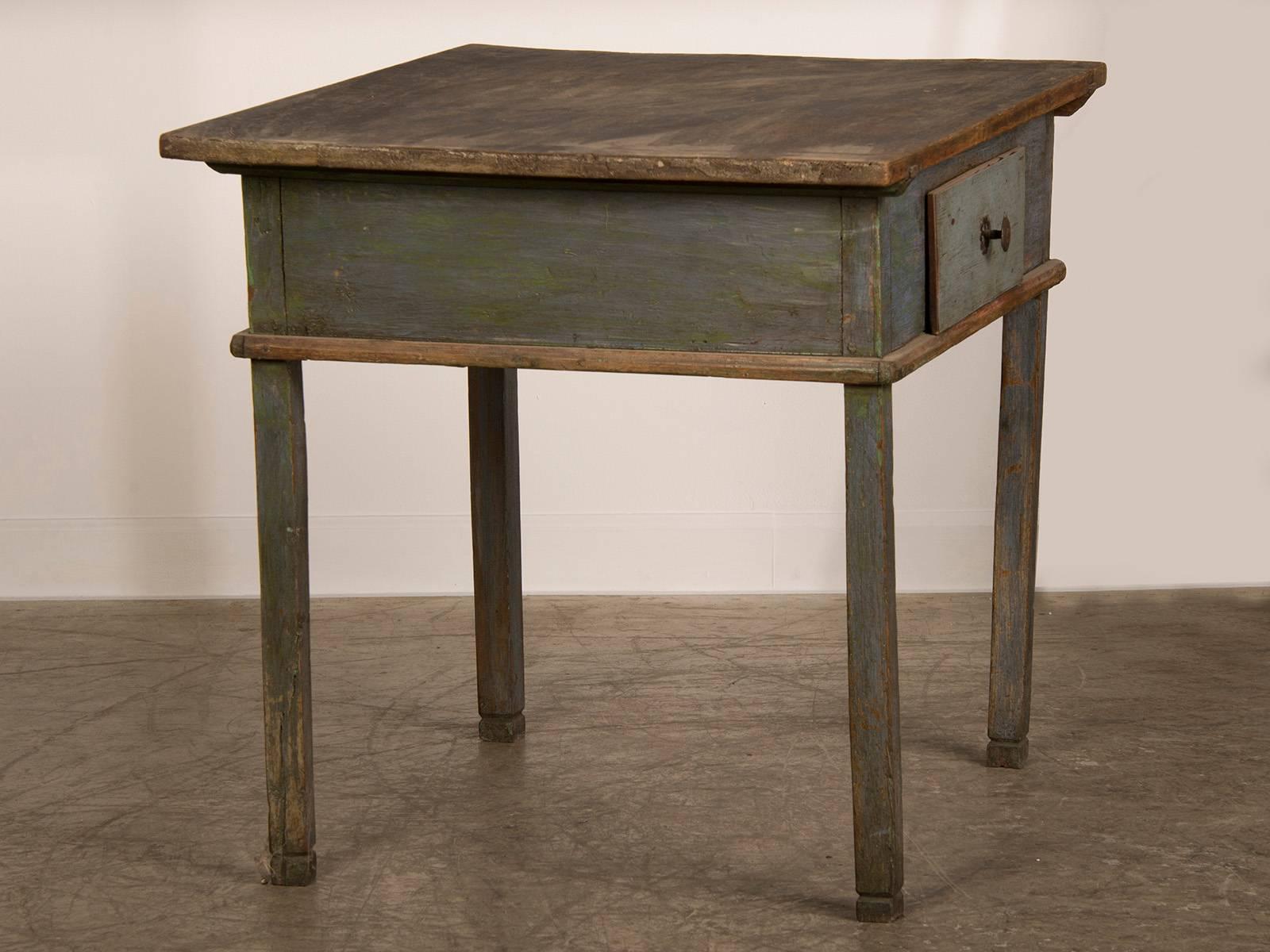 Wood Antique Rustic German Painted Workbench or Writing Table, circa 1790 For Sale