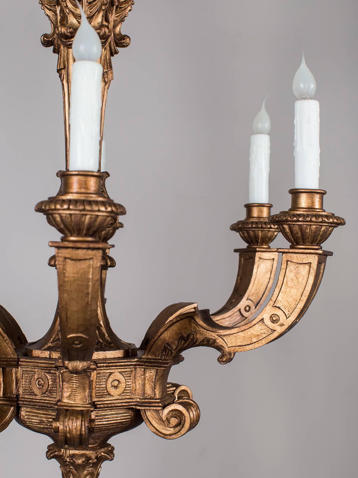 Antique French Giltwood Chandelier, circa 1900 In Excellent Condition In Houston, TX