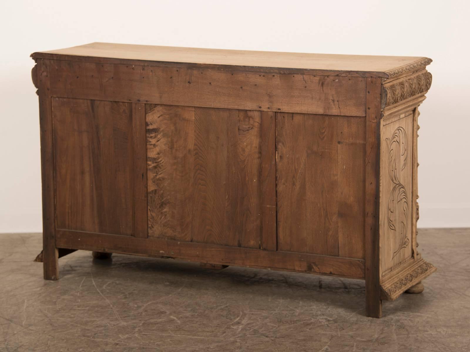 Antique French Henri II Style Carved, Weathered Oak Buffet, Brittany circa 1875 4