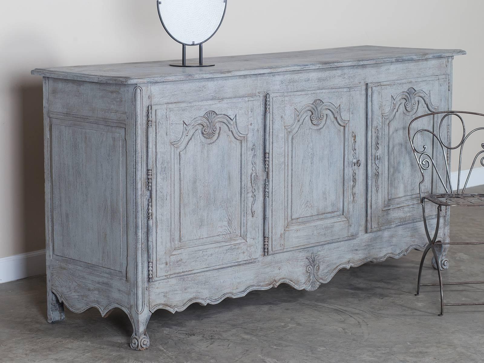 Mid-19th Century Antique French Louis XV Style Painted Oak Buffet, Enfilade, circa 1850