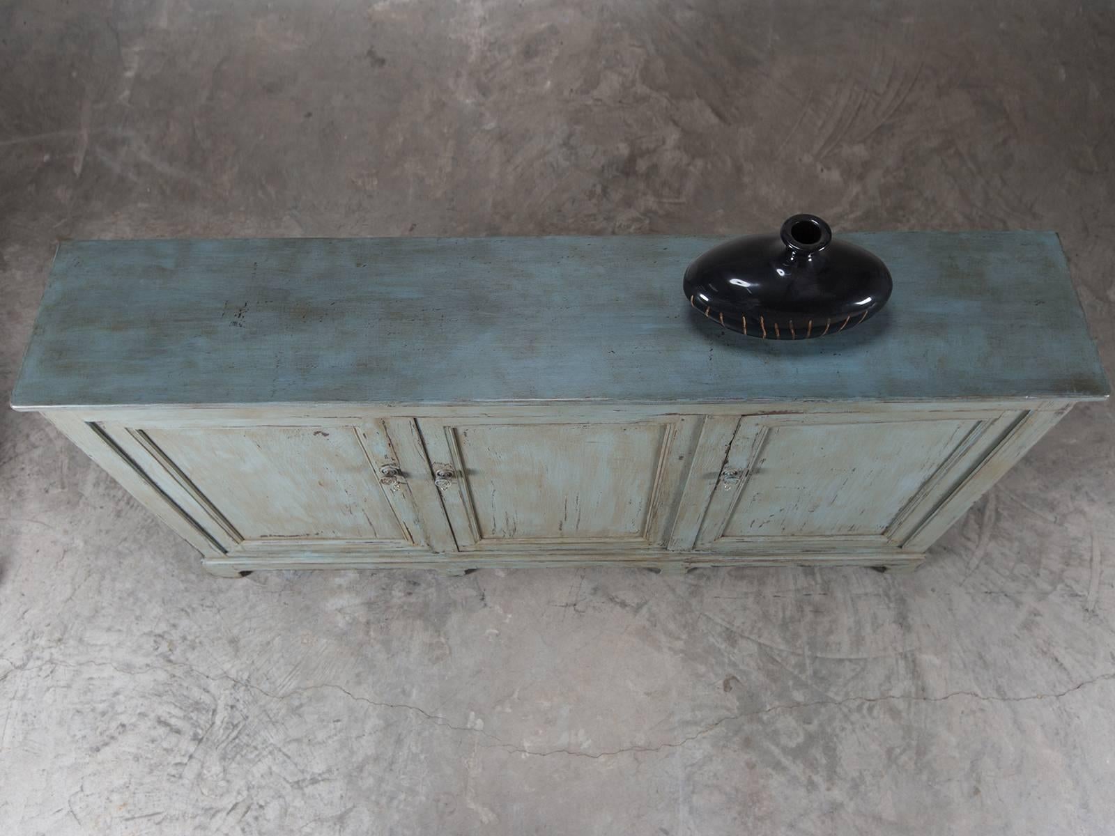 Oak Unusually Shallow Louis Philippe Style Painted Enfilade, France circa 1870