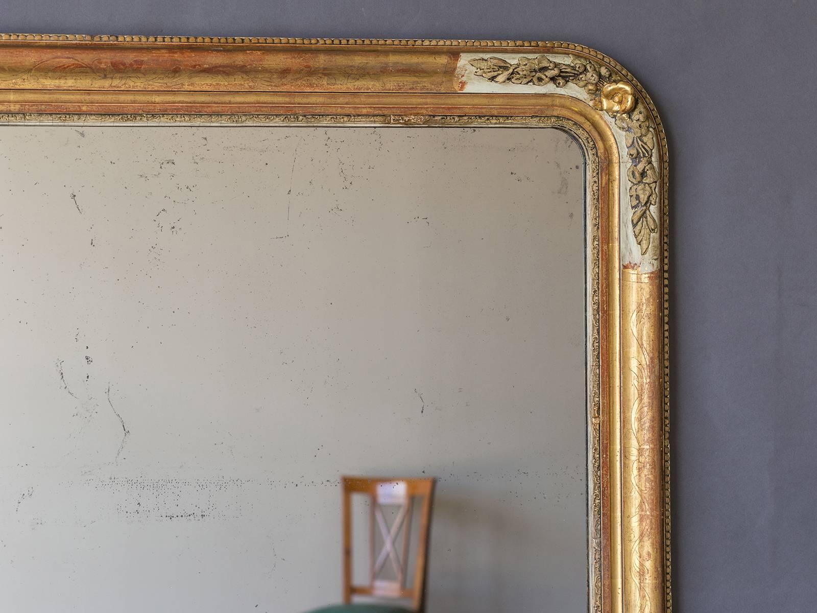 Late 19th Century Louis Philippe Style Antique French Gold Leaf Mirror, circa 1890