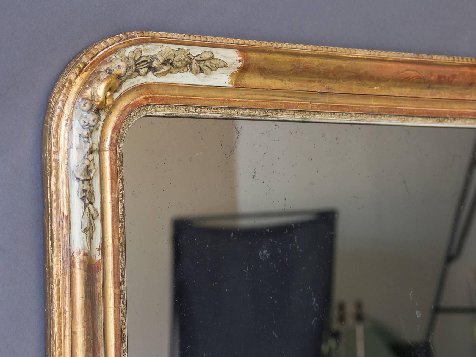 Louis Philippe Style Antique French Gold Leaf Mirror, circa 1890 2