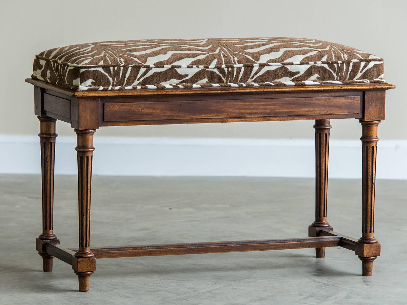 Receive our new selections direct from 1stdibs by email each week. Please click Follow Dealer below and see them first!

A Louis XVI style antique French walnut bench circa 1890. The handsome design of this seating piece exemplifies the modern