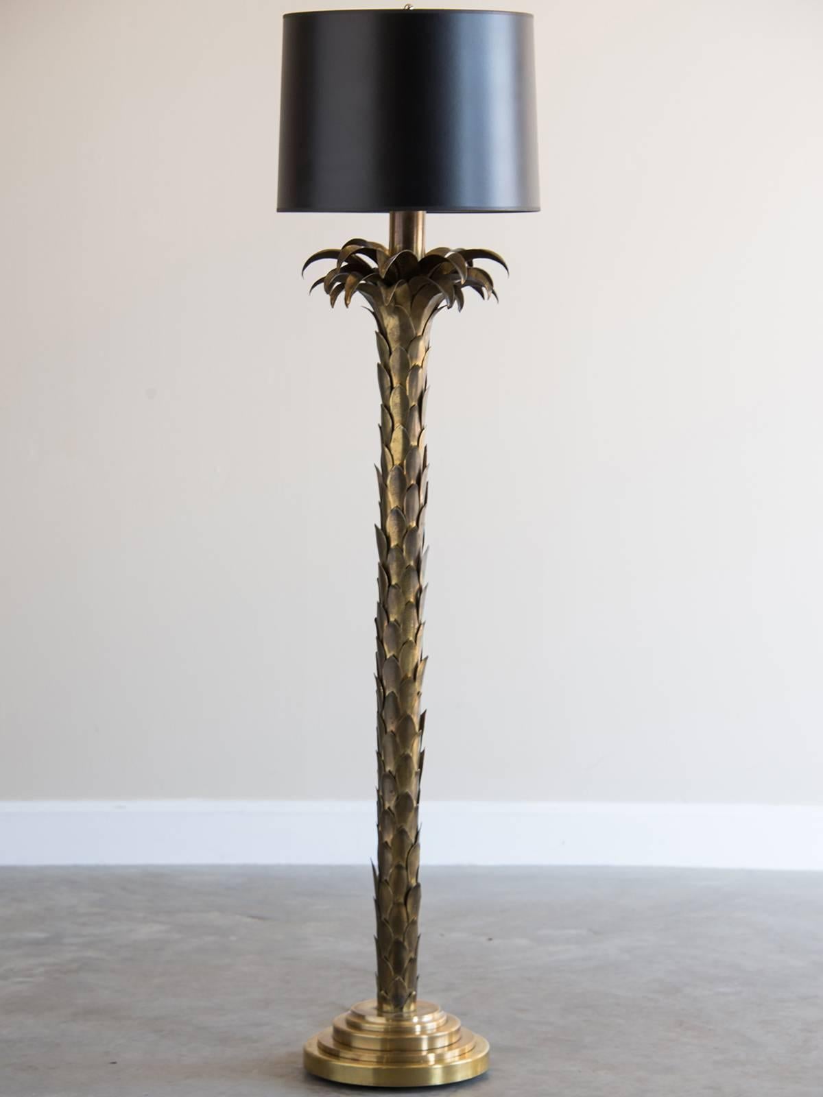 Tall Brass Vintage French Palm Tree Lamp, Maison Jansen Style, circa 1960 1
