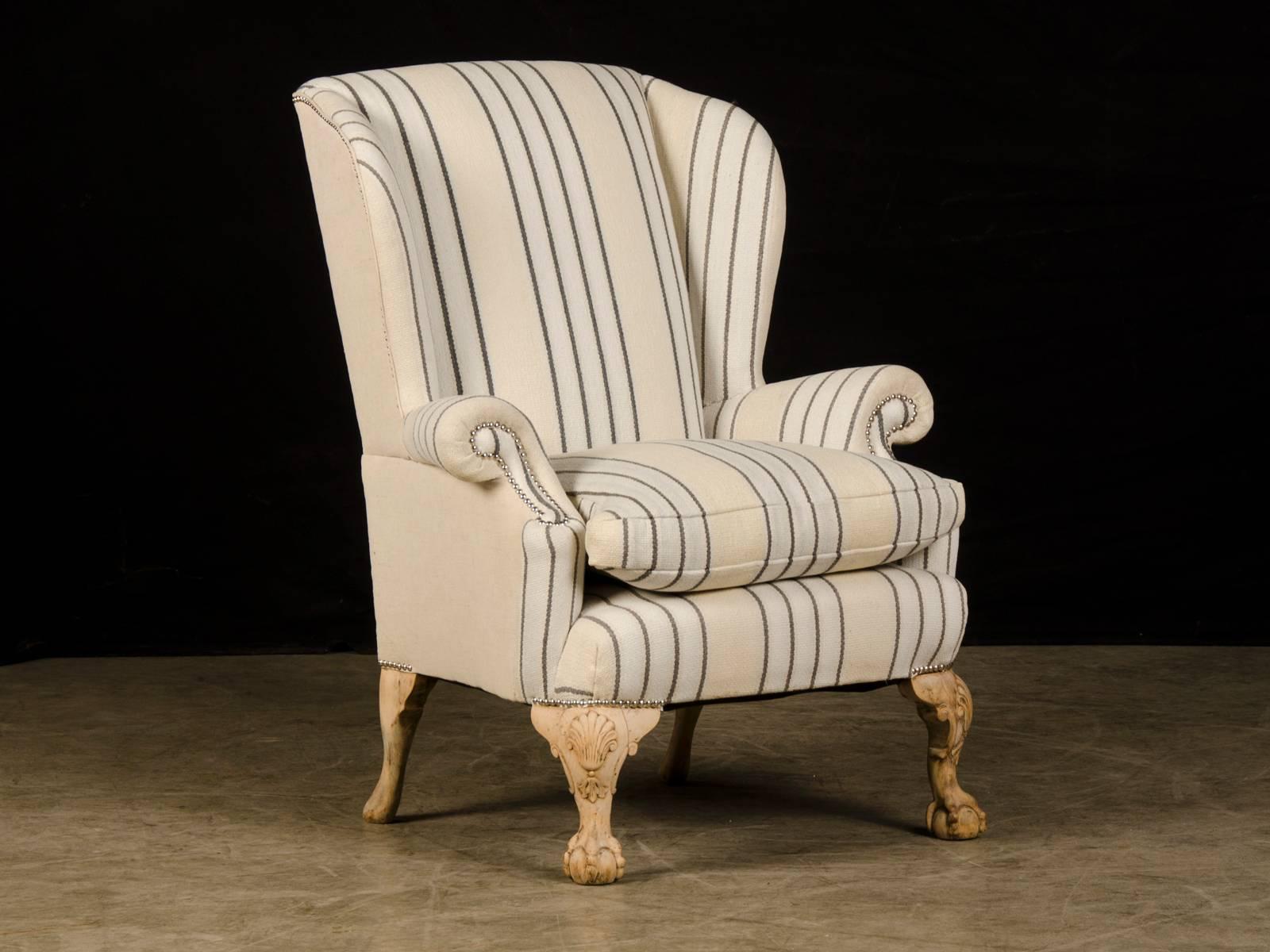 Receive our new selections direct from 1stdibs by email each week. Please click Follow Dealer below and see them first!

A Chippendale style antique English wing chair circa 1880. This terrific armchair has been updated for the 21st century by