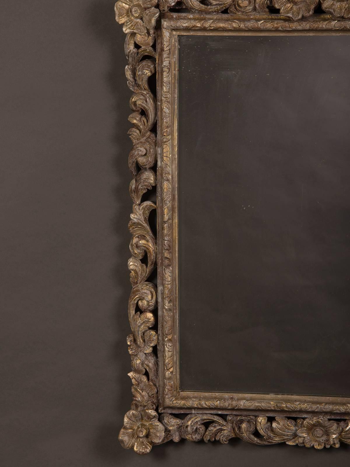 Antique English Charles II Style Painted Mirror, circa 1880 In Excellent Condition In Houston, TX